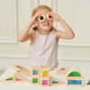 Wooden Building Blocks Rainbow Stacker Toys Wooden Blocks Stacking Game Cubes Blocks Construction toys