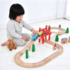 37pcs DIY racing tracks puzzles railway montessori magnetic set wooden toy train for children