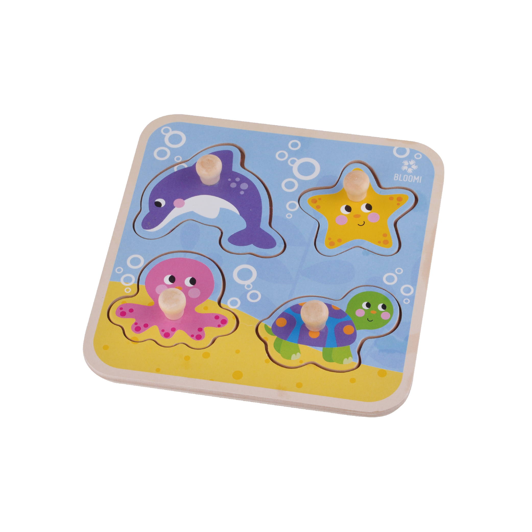 Montessori Kids Toys Cartoon Sealife Animal Vehicle Wood Hand Grab Board Diy Educational Wooden Peg Puzzles