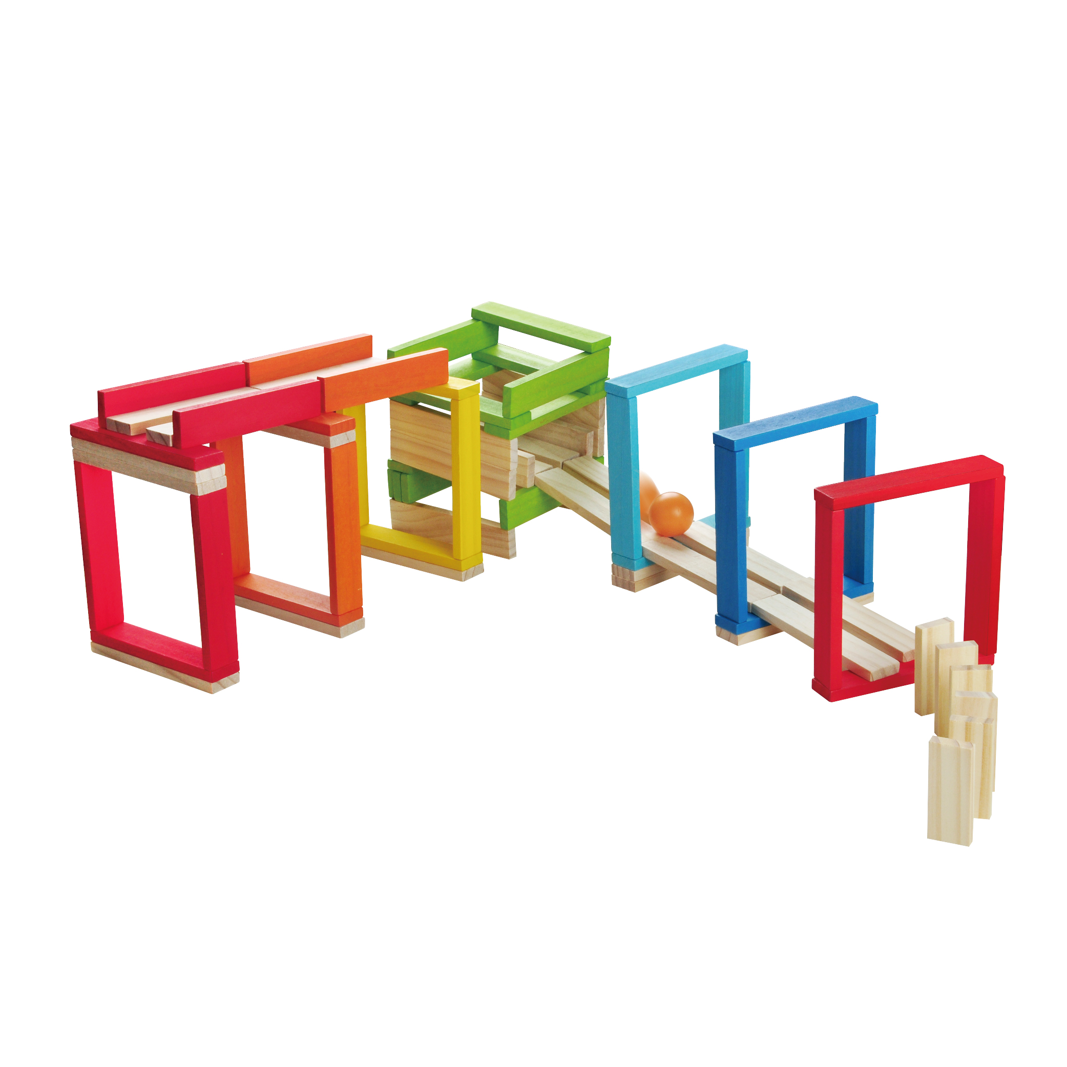 300PCS Colorful Educational Kids Toys Wooden Stacking Blocks Track Ball Building Block Wooden Toys