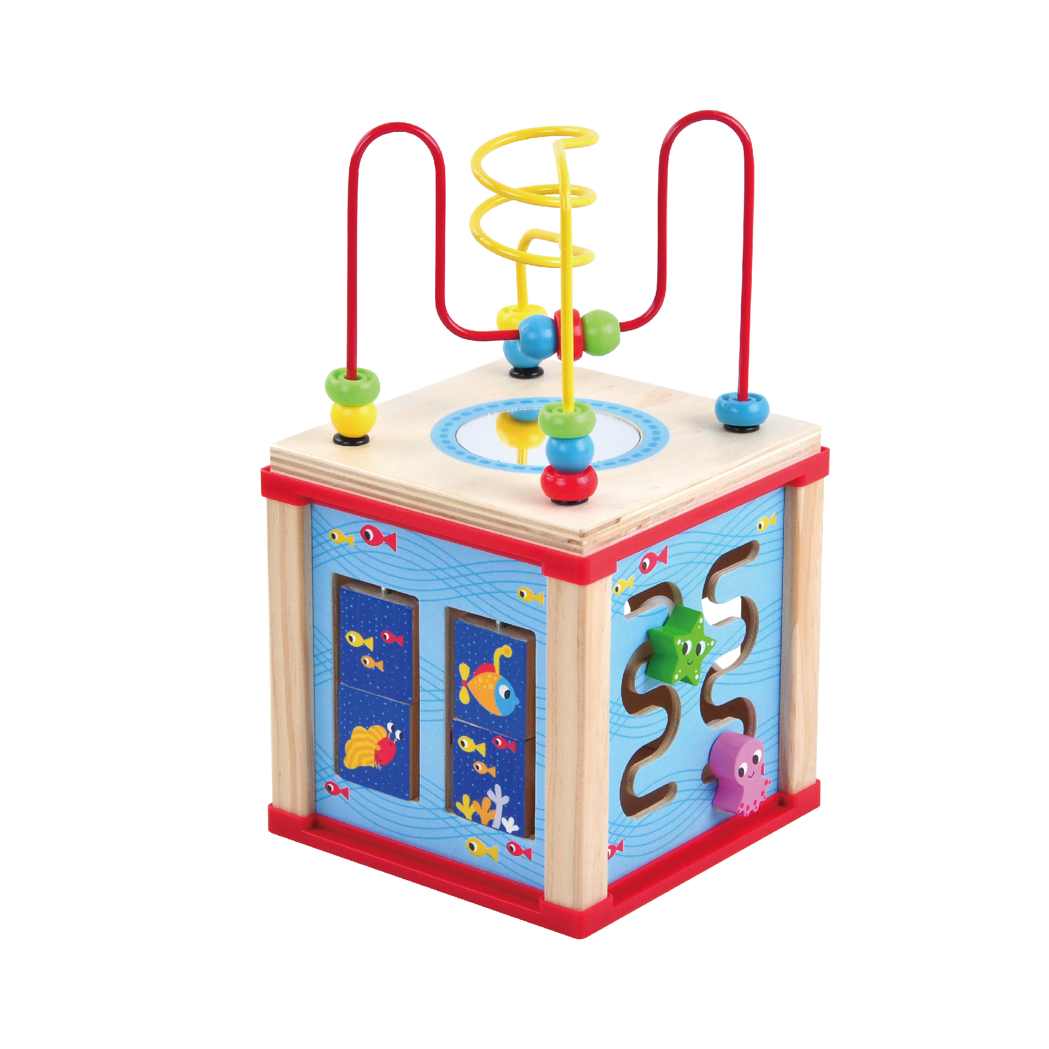 5 Pcs educational toys magnetic labyrinth string bead maze toy wooden activity cube - Image 2