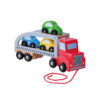 Wooden car carrier truck trailer excavator low loader toy