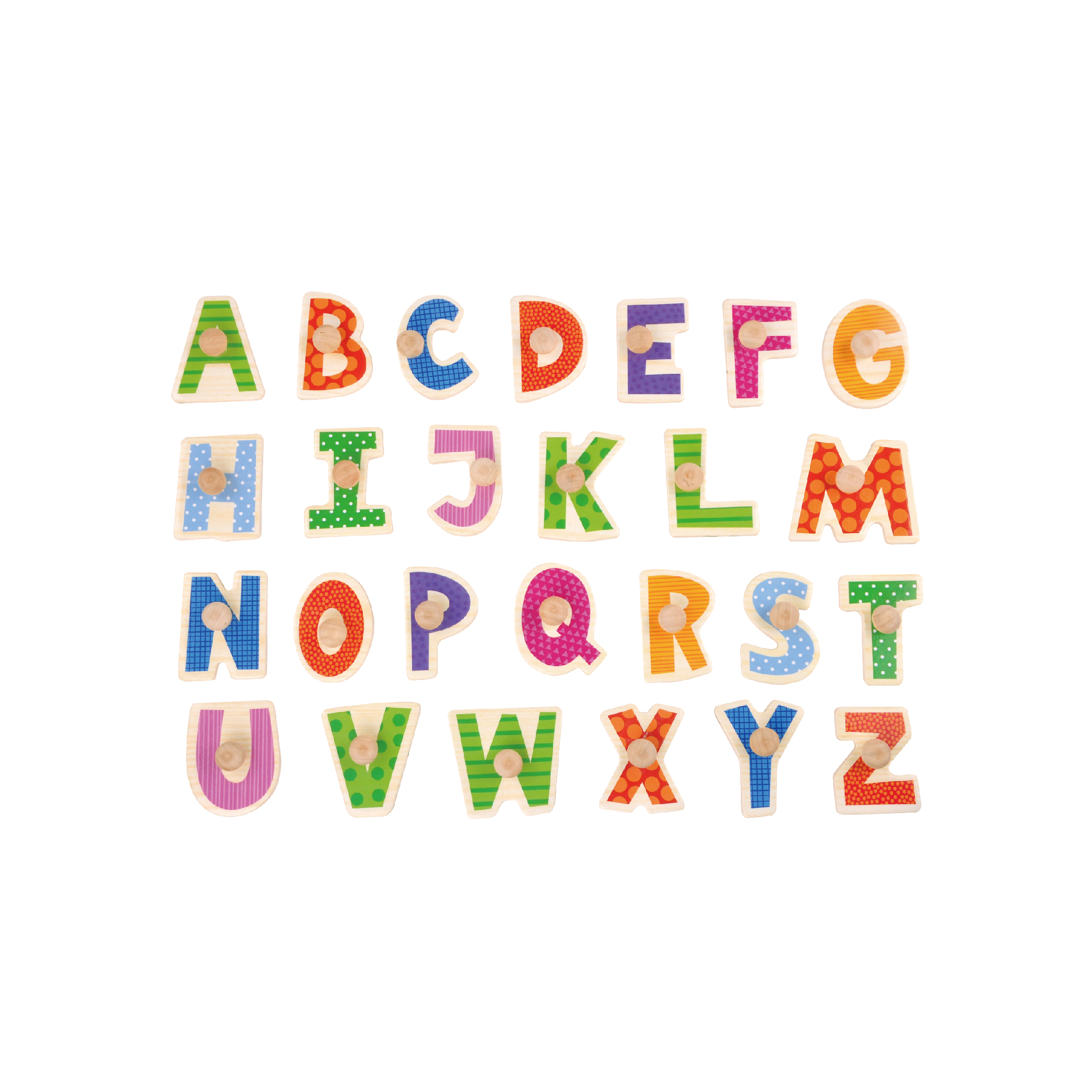 Plywood educational capital letter wooden peg toddler alphabet puzzle toys for babies - Image 3