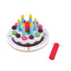 Children pretend play simulation colorful  kitchen toy cut wooden cake cutting toy with candles