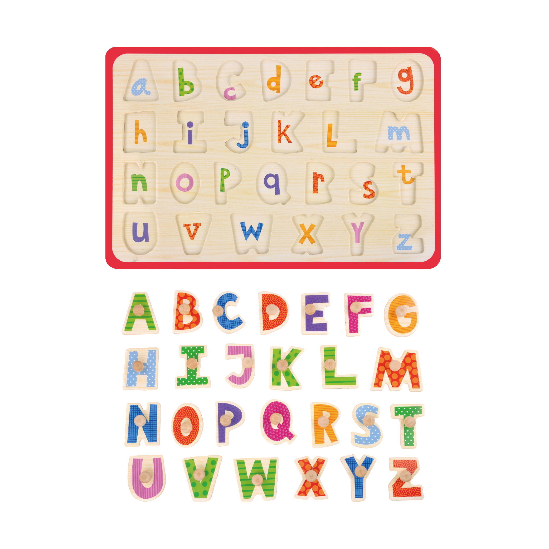Plywood educational capital letter wooden peg toddler alphabet puzzle toys for babies - Image 5