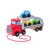 Wooden car carrier truck trailer excavator low loader toy