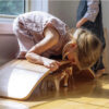 Multifunction customizable indoor round wobble yoga self balancing fitness rocker curvy board kids balance board wood
