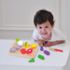 Kids Kitchen Toys Children Wooden Cutting Board And Food Toy Set Food Role Play Pretend Play with Wood Tray Educational