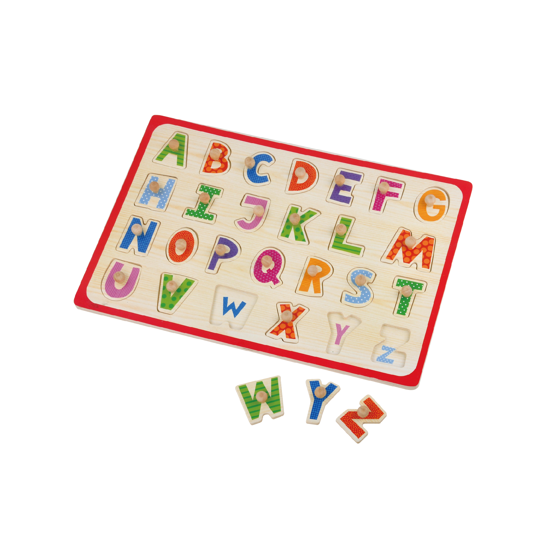 Plywood educational capital letter wooden peg toddler alphabet puzzle toys for babies - Image 2