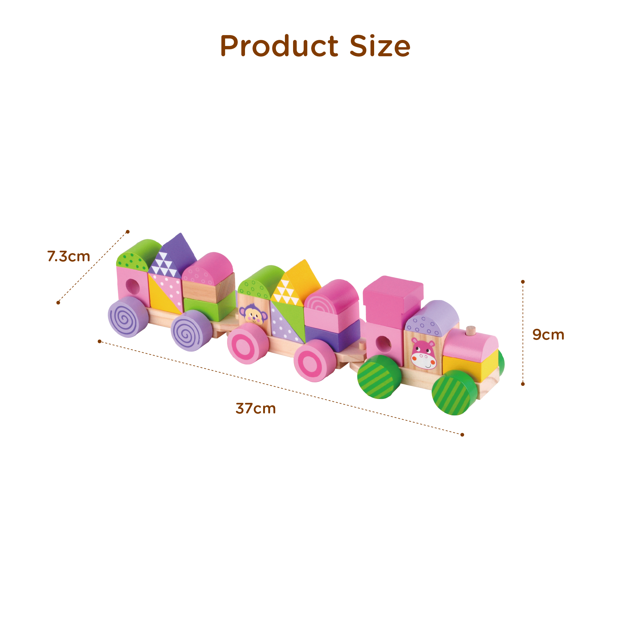 Three quarters toddler early educational walking wooden pull along animal block wooden pulling train - Image 6