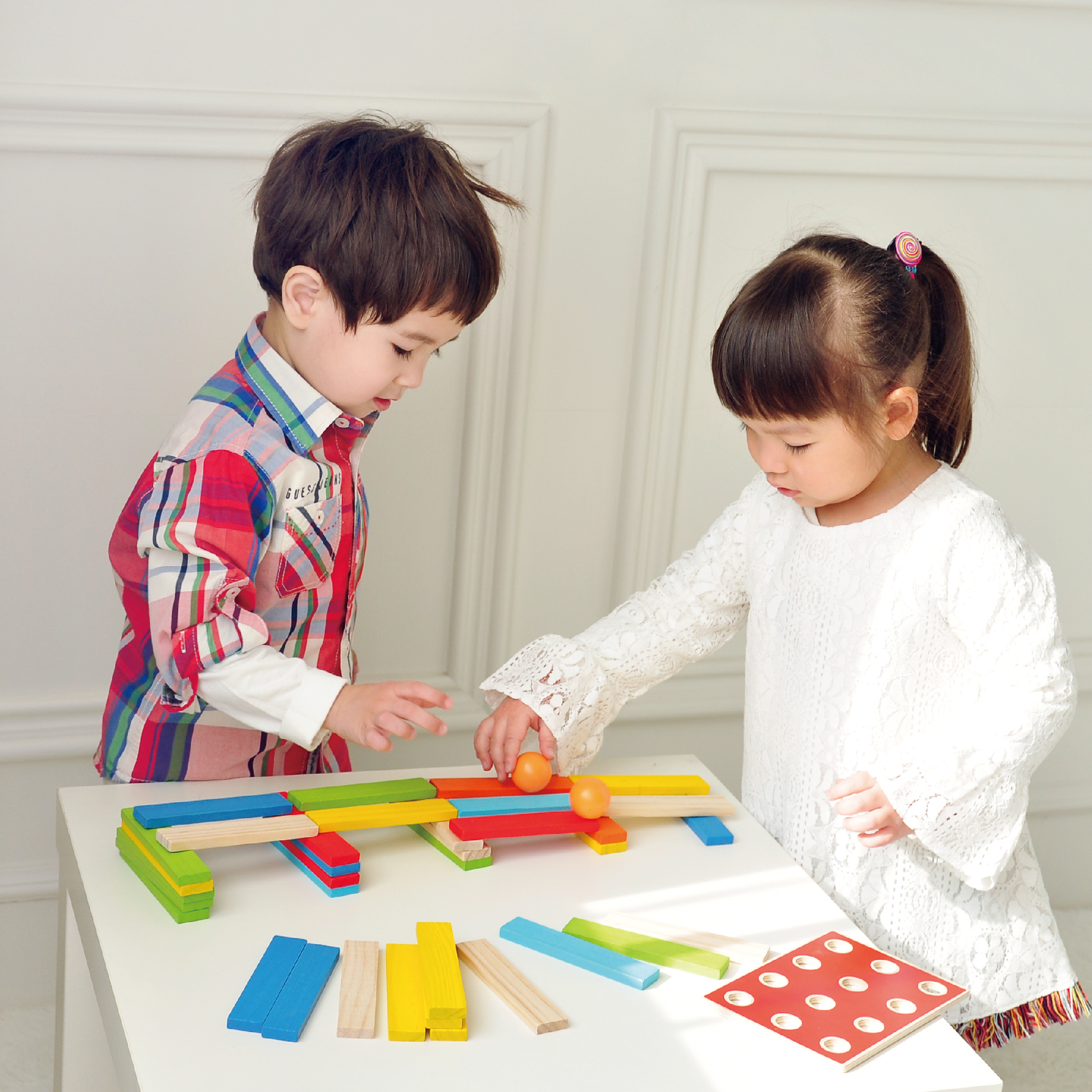 300PCS Colorful Educational Kids Toys Wooden Stacking Blocks Track Ball Building Block Wooden Toys - Image 5