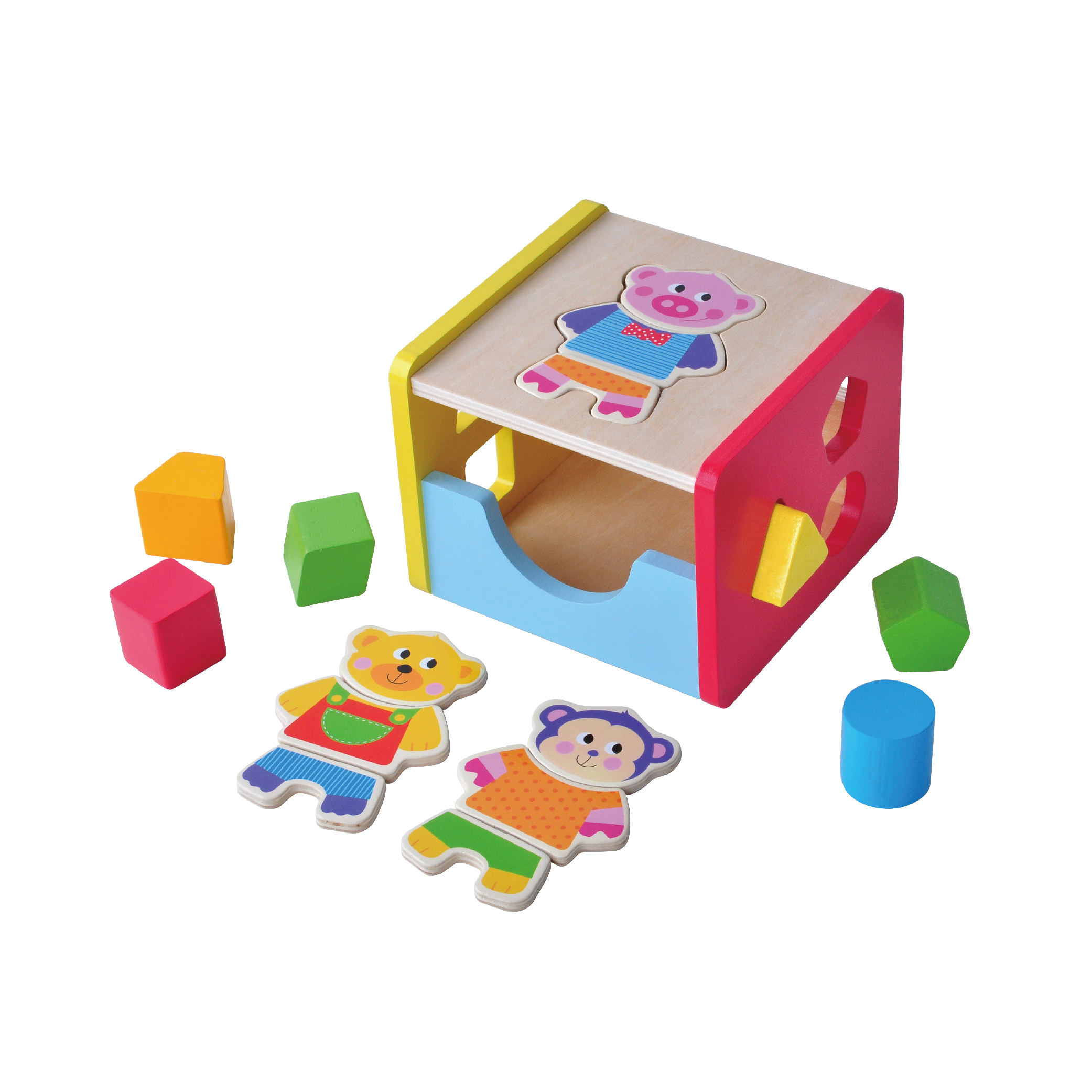 Intelligent Educational 2 In 1 Wooden Block Cubes And Jigsaw Puzzle Changing Box - Image 4