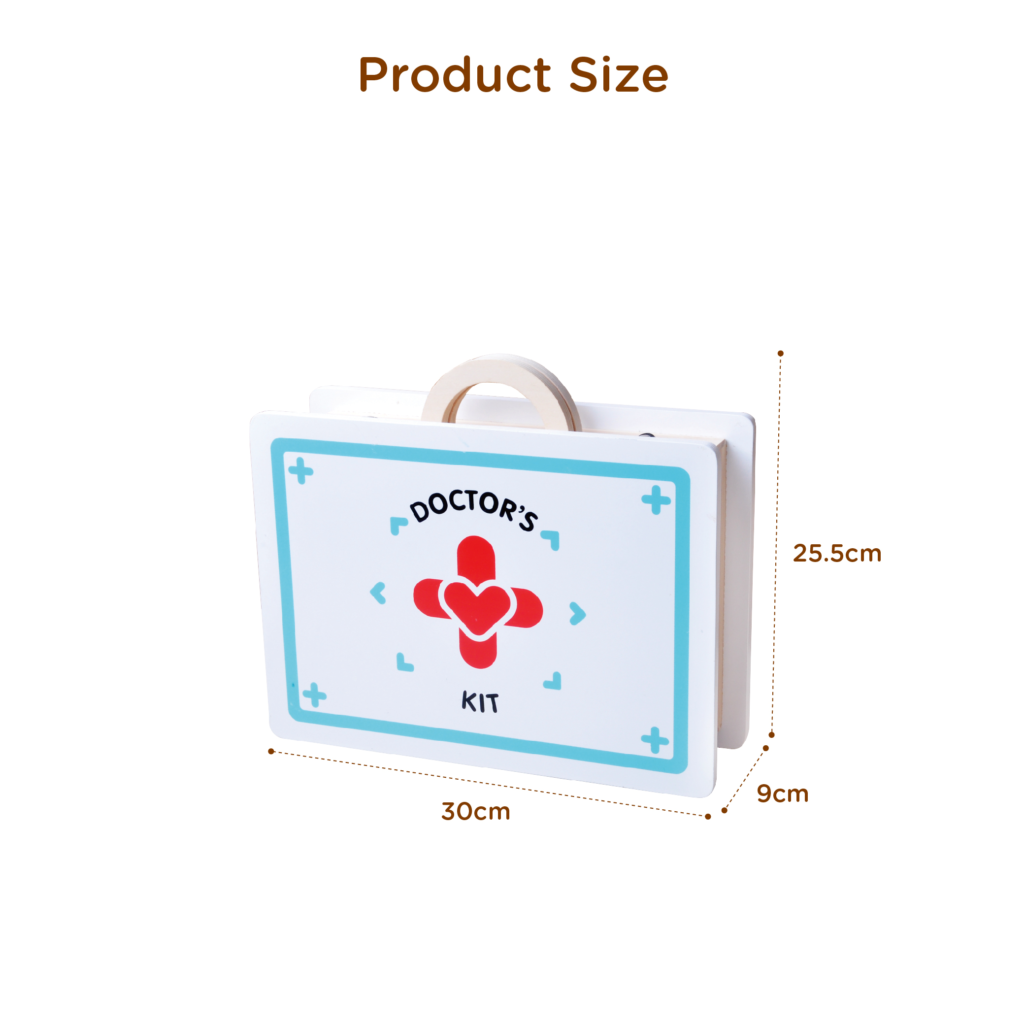 Role play game medical equipment carry case simulation play toy doctor set wooden for kids - Image 3