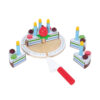 Children pretend play simulation colorful  kitchen toy cut wooden cake cutting toy with candles