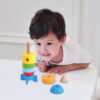 Children Educational Montessori Toy Baby Wooden Rainbow Rocket Stacker For Kids