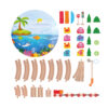 Educational learning ocean animal pattern 40pcs round railway road toys wooden train track set