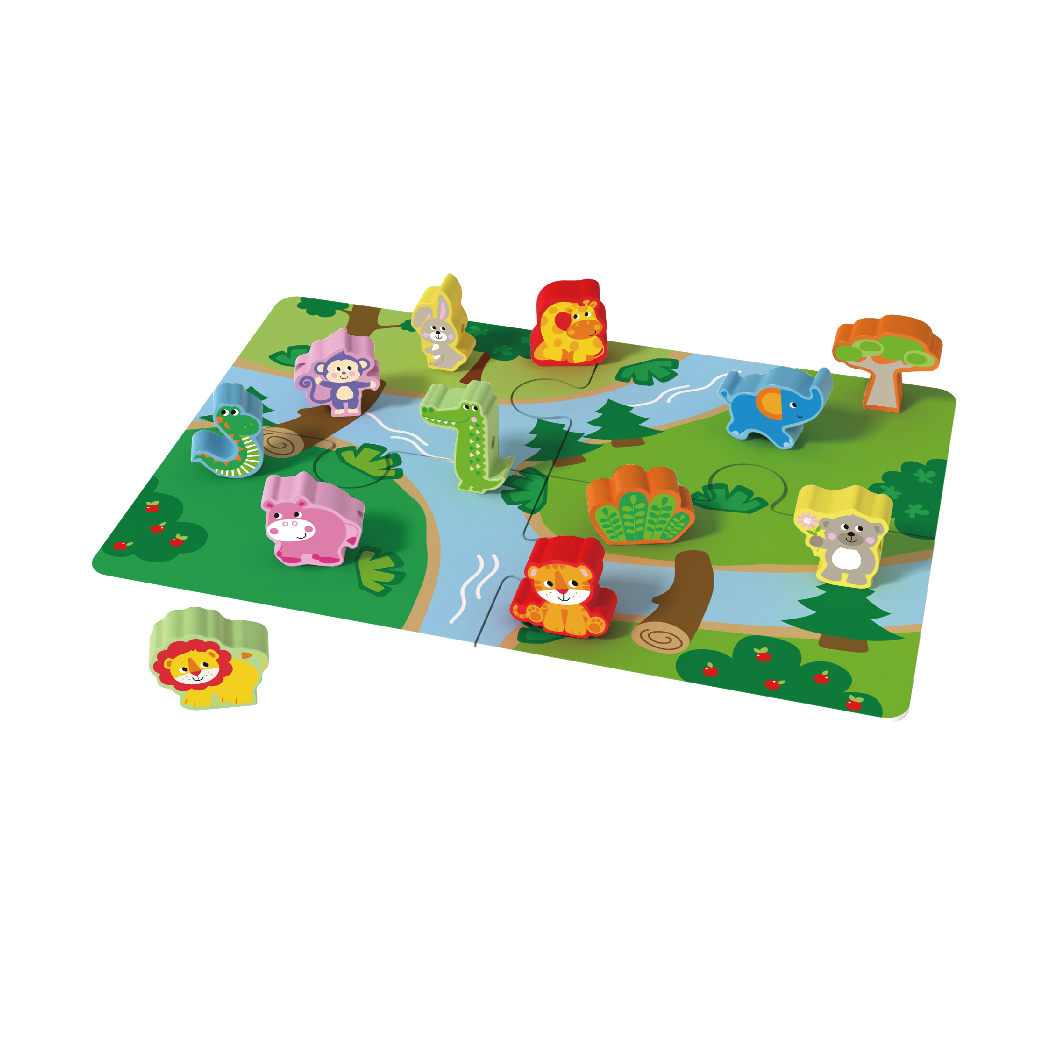 Wood Animal Beads Lacing Game With Scene For Babies