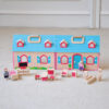 High Quality Portable Take Along Mini Folded Wooden House Toy With Furniture