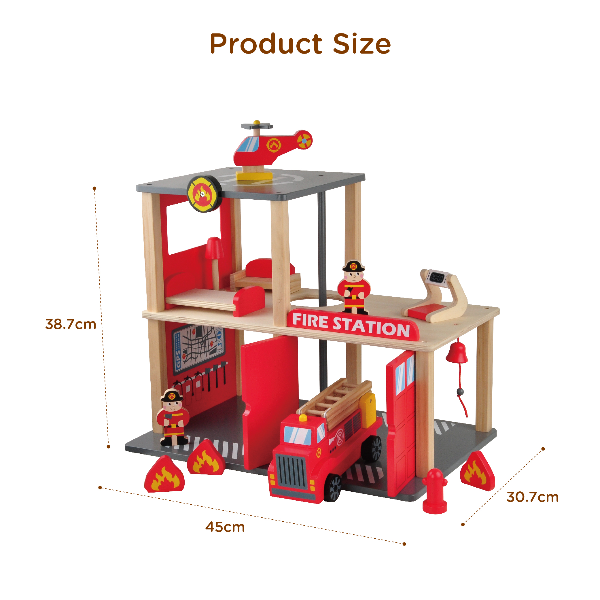 Best Selling Children Wooden Fire Station Building Toy City Fire Man Pretending Toy - Image 5
