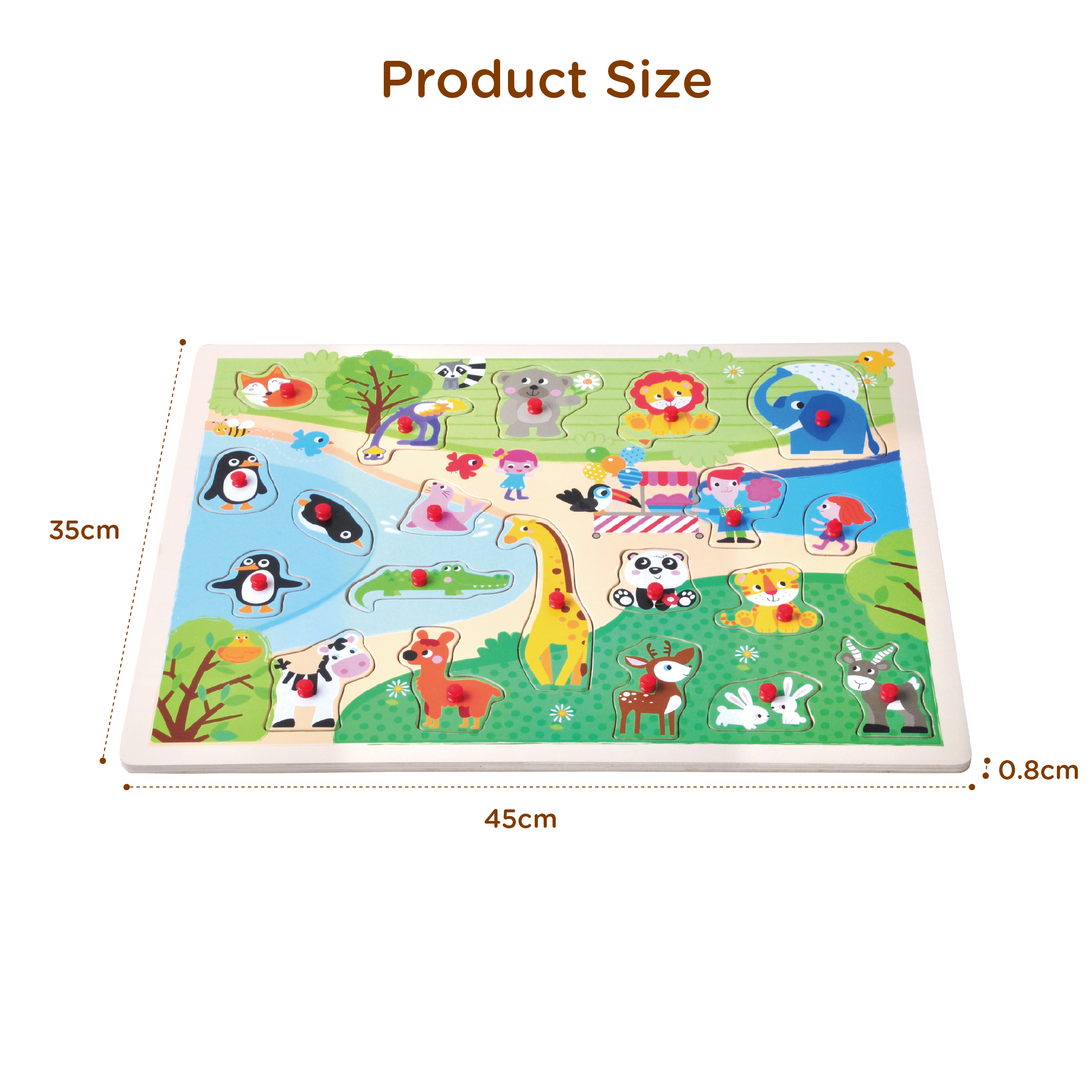 Wooden Plywood And Pasted Paper Large Animal Zoo Peg Puzzle In Toys For Toddler - Image 5