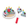 Children pretend play simulation colorful  kitchen toy cut wooden cake cutting toy with candles