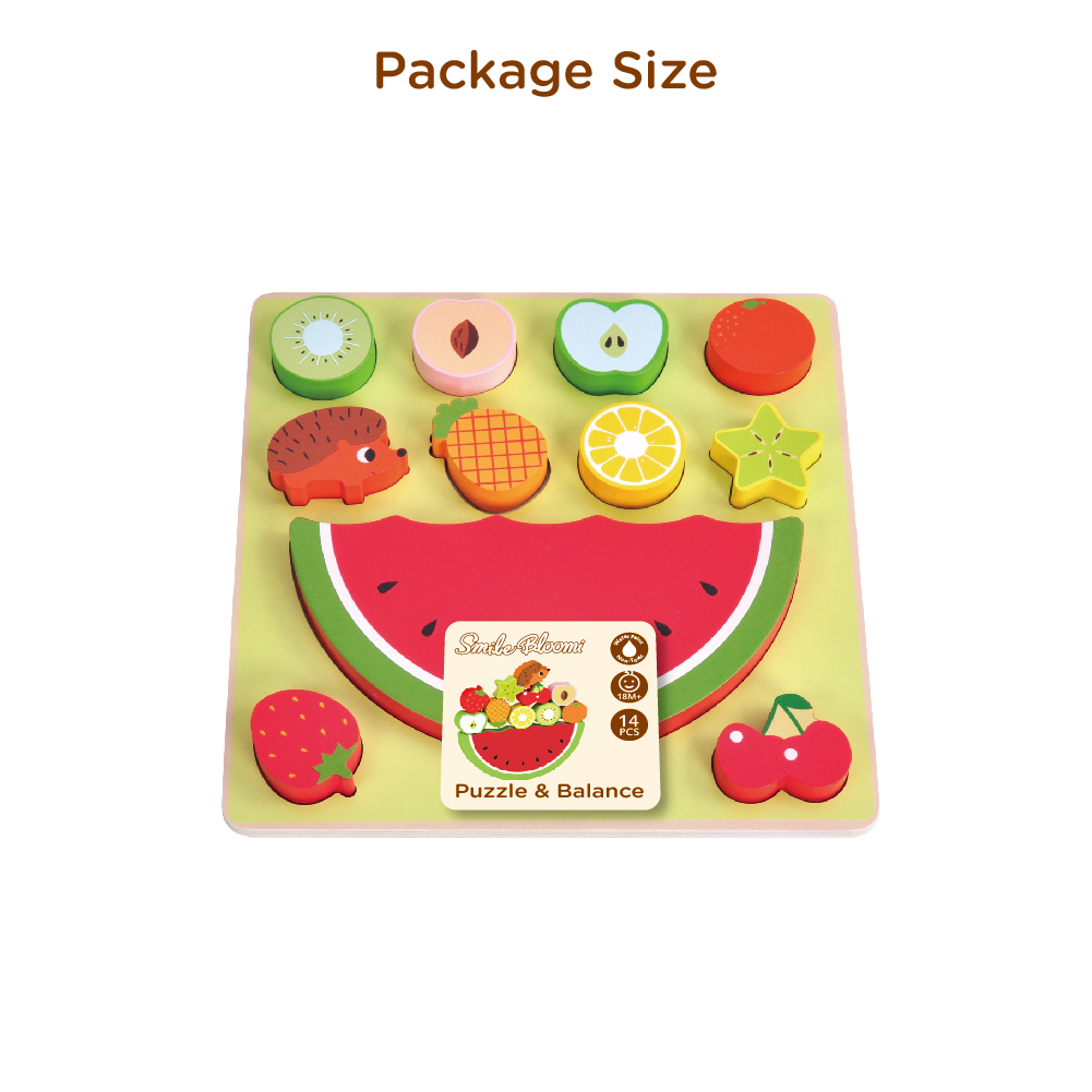 Wooden Montessori 2 in 1 Animal and Fruit Balance Game Puzzle Building Blocks Shape Matching Toy - Image 4