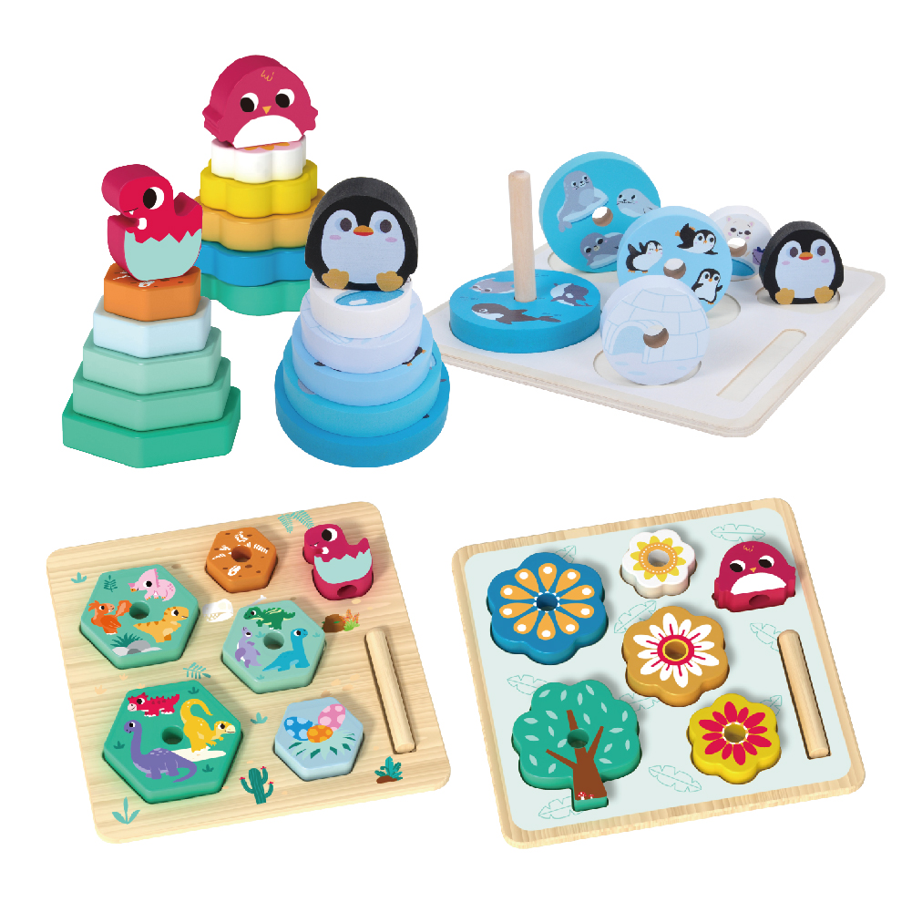 2-in-1 wooden animal 3D puzzle and building block stacking toys Children's educational toys