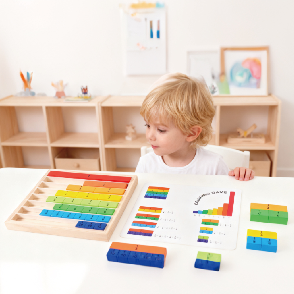 Wooden Montessori Teaching Aids Math Toys Color Fraction Sticks Kindergarten Early Educational Toys for Kids