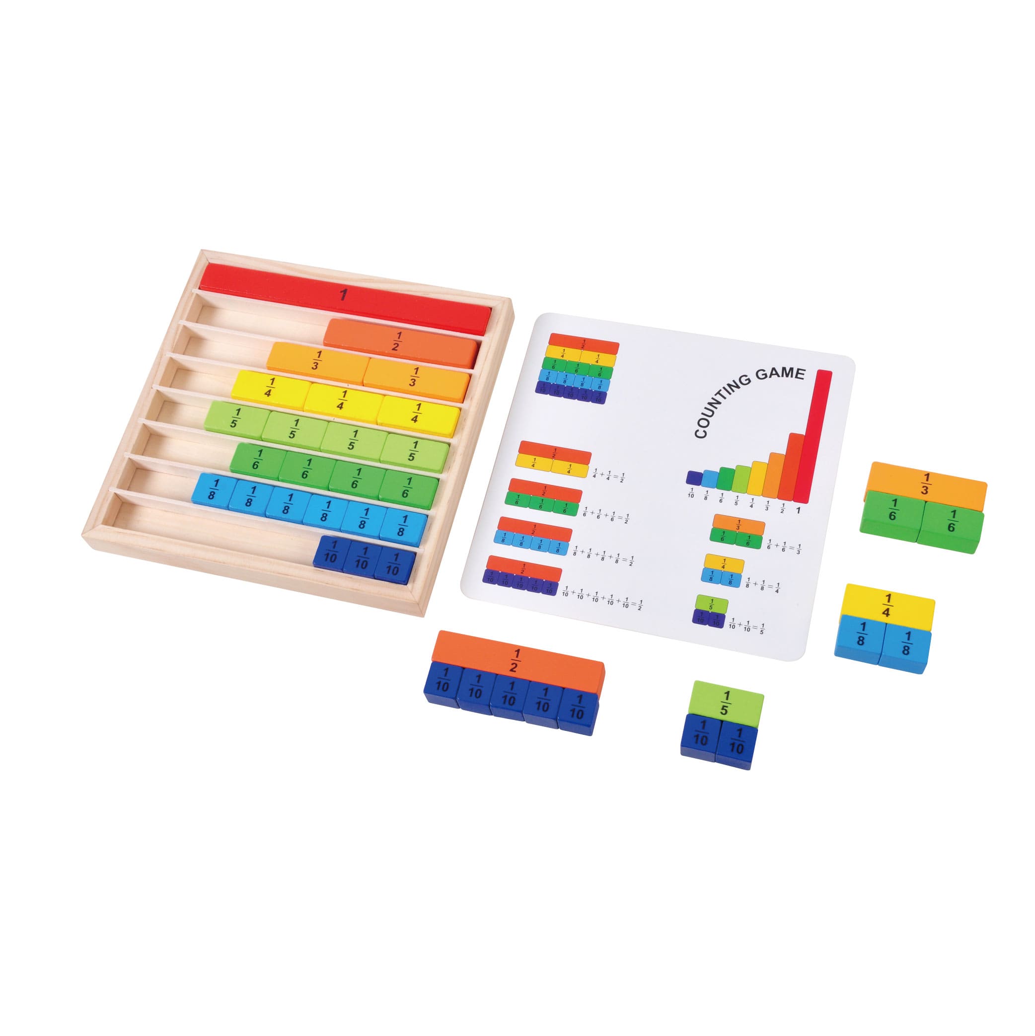 Wooden Montessori Teaching Aids Math Toys Color Fraction Sticks Kindergarten Early Educational Toys for Kids - Image 2