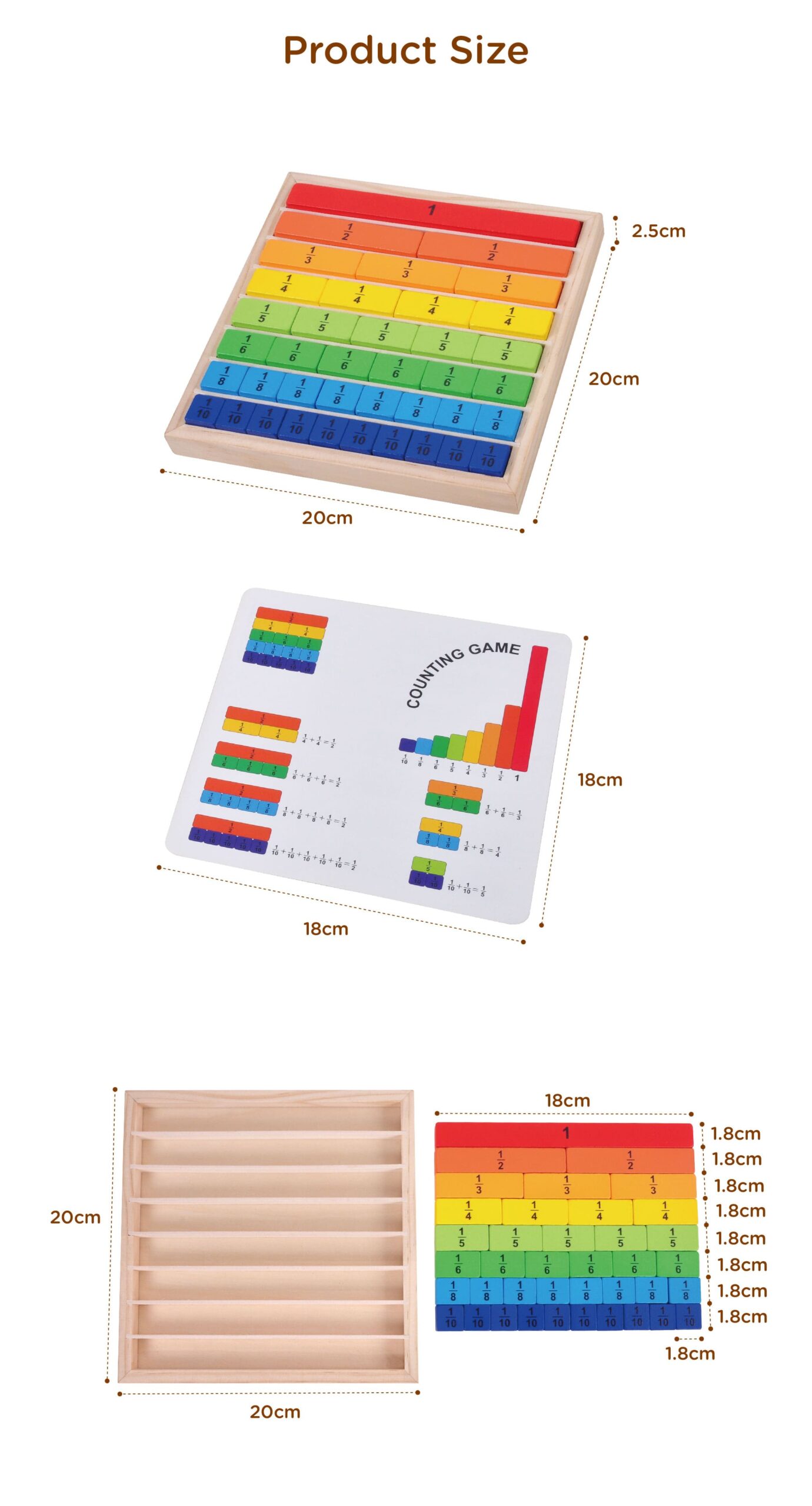 Wooden Montessori Teaching Aids Math Toys Color Fraction Sticks Kindergarten Early Educational Toys for Kids - Image 7