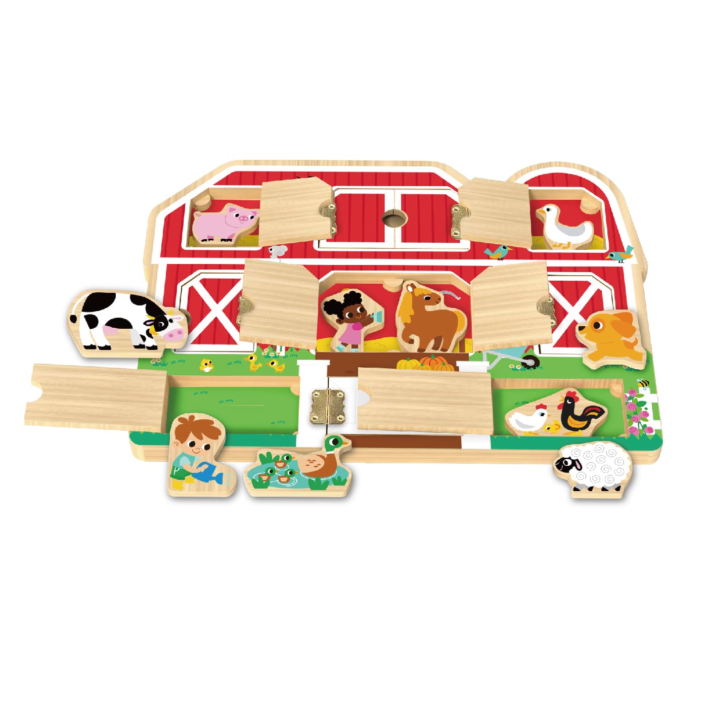 Wooden Early Education Farm Door Lock Toy, Children's Hide and Seek Farm, Suitable for Children's Educational Toys - Image 2