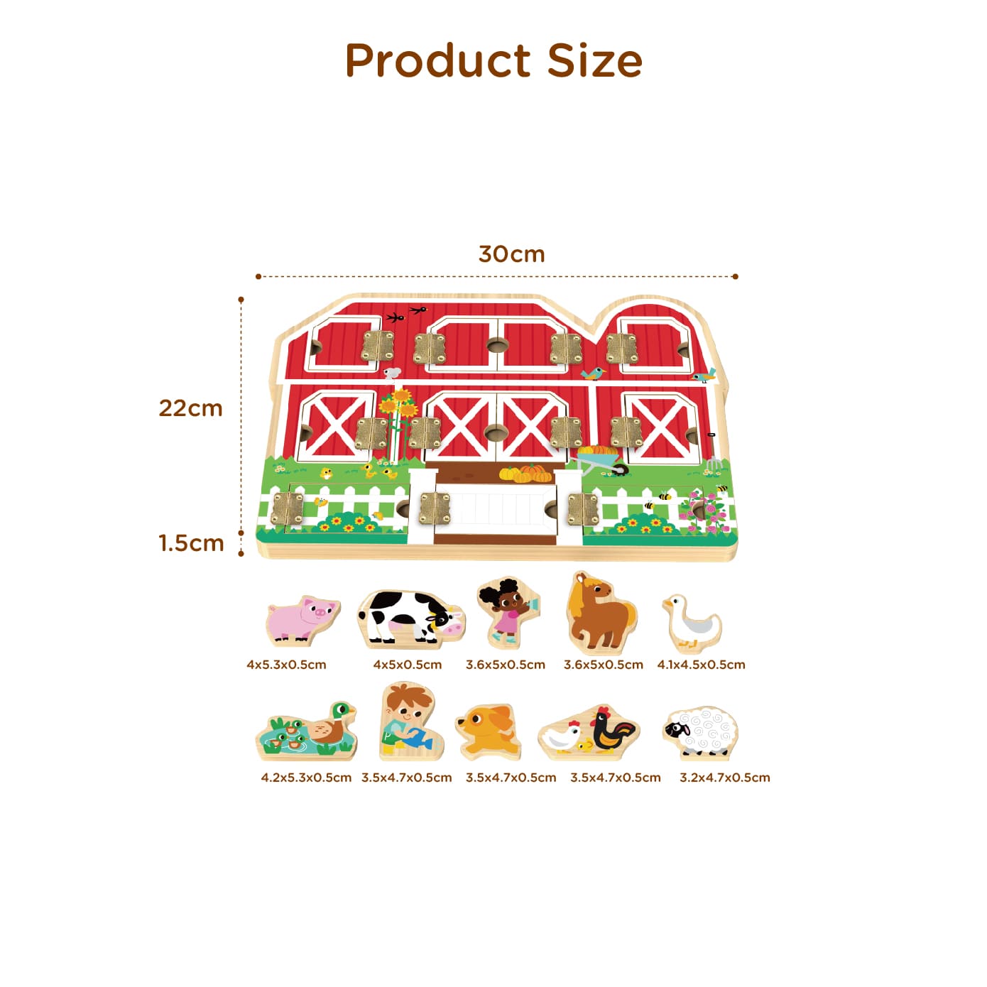 Wooden Early Education Farm Door Lock Toy, Children's Hide and Seek Farm, Suitable for Children's Educational Toys - Image 3