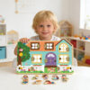 Wooden puzzle unlocking busy board Montessori family opening and closing puzzle promotes sensory learning