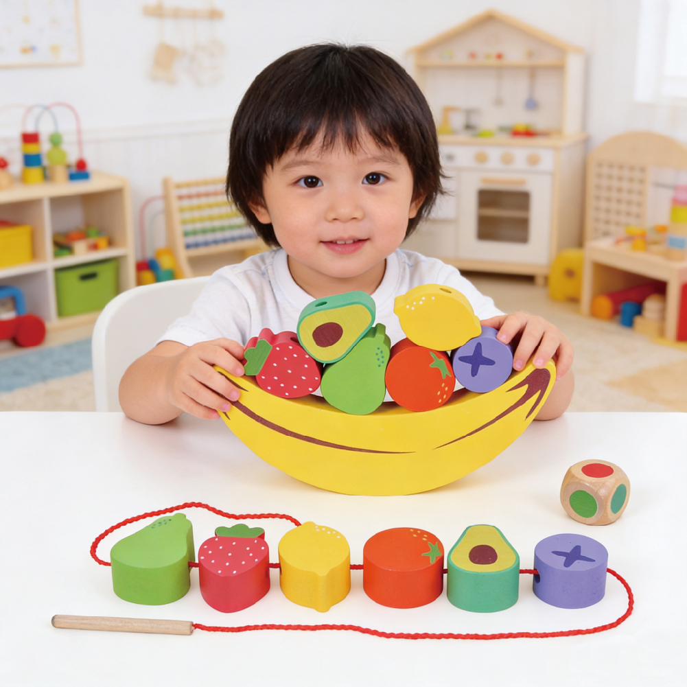 Wooden balance stacking blocks fruit cognitive balance game toddler wooden stacking toys