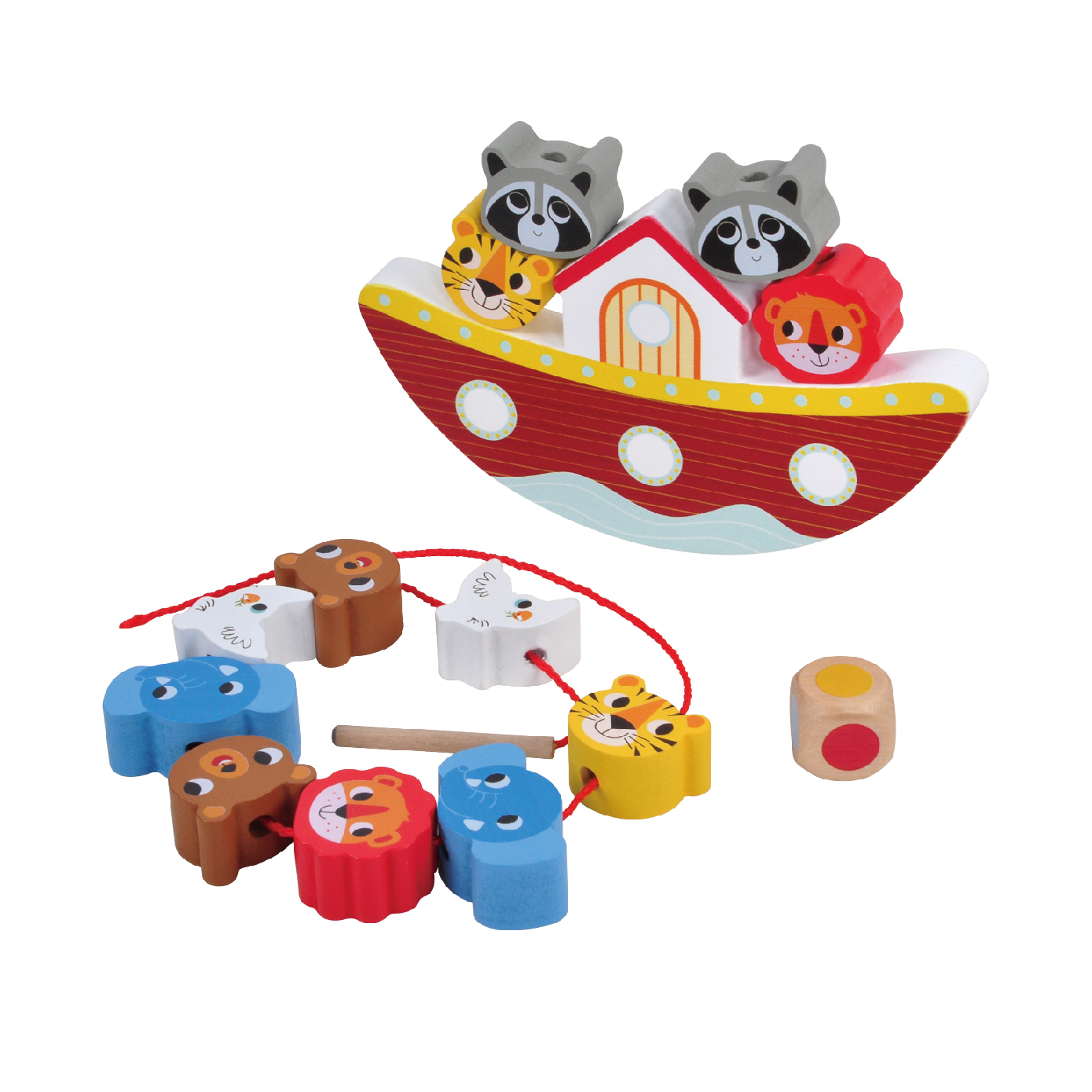 Wooden Noah's Ark Balance Blocks, 2 in 1 Animal Beaded and Balanced Educational Toys Preschool Learning Toys - Image 3