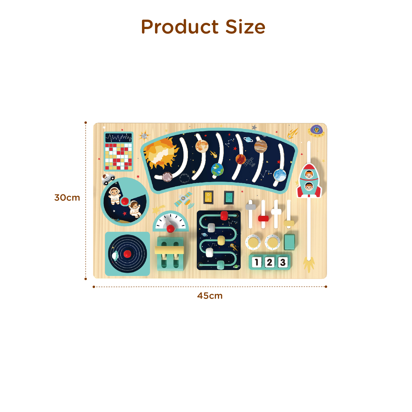 Wooden Montessori Busy Board Space Series Activity Board Sensory Busy Board Children's Educational Toy - Image 3