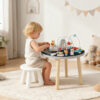 Montessori Wooden Activity Table Educational Space Theme Busy Table for Toddlers