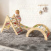 3 in 1 Toddler Rainbow Climbing Toy Set 3 Pieces Wooden Safe and Sturdy Kids Gym Climbing Toys for Toddlers