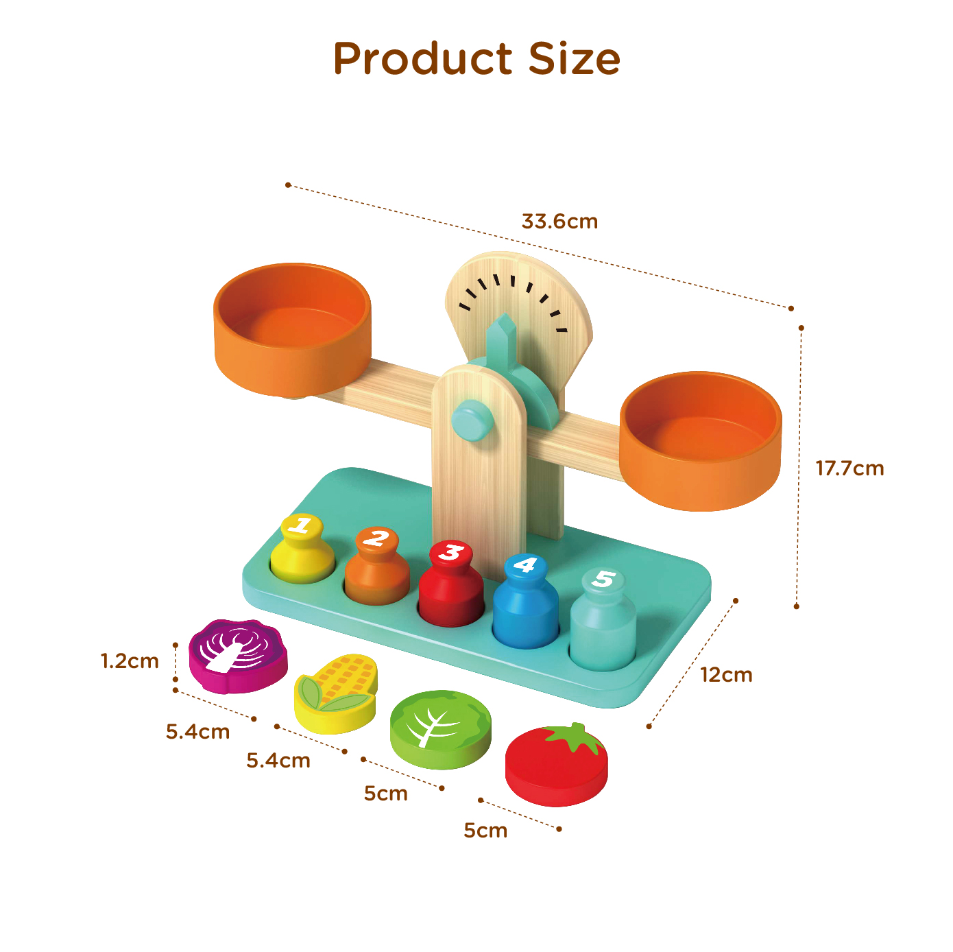 Wooden balance game vegetable weighing math scale balance preschool wooden children educational toys gift - Image 4