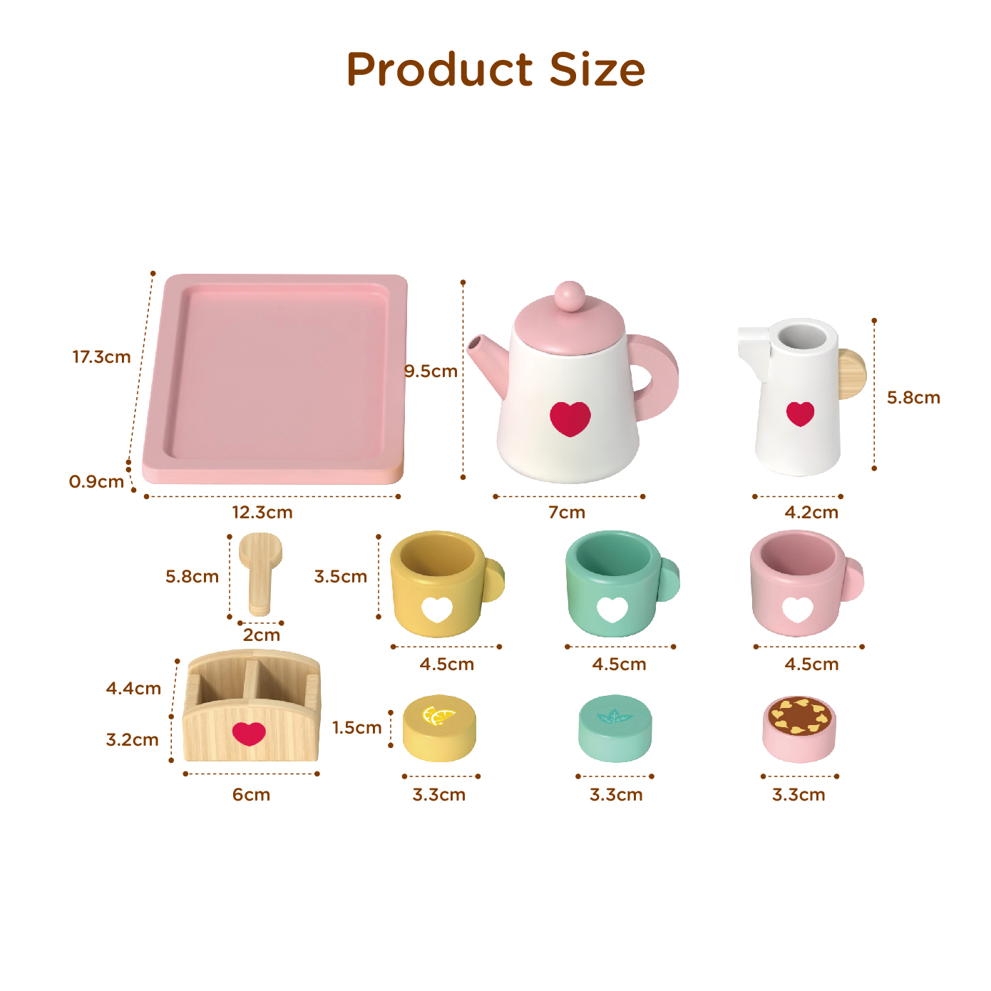 Wooden afternoon tea toy set role play game children's toy set suitable for boys and girls - Image 3