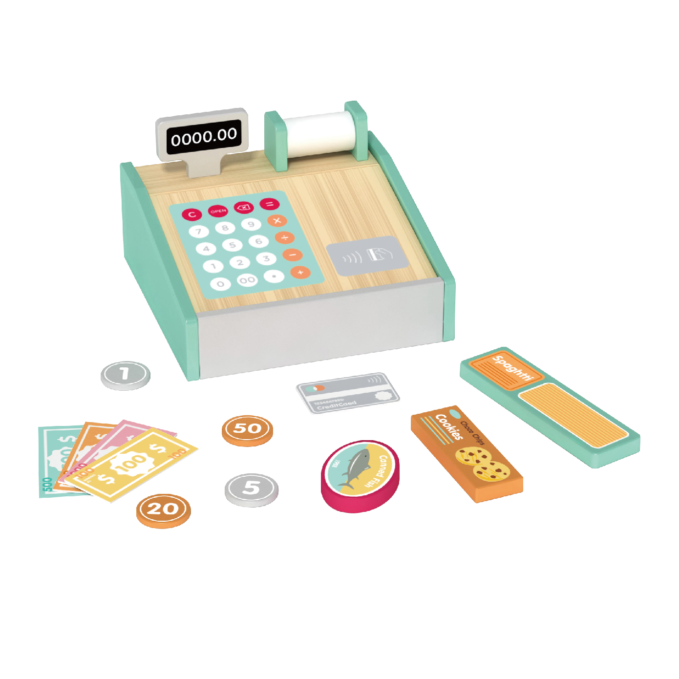 Wooden cash register set Life cognition early education Children's role-playing toys - Image 2