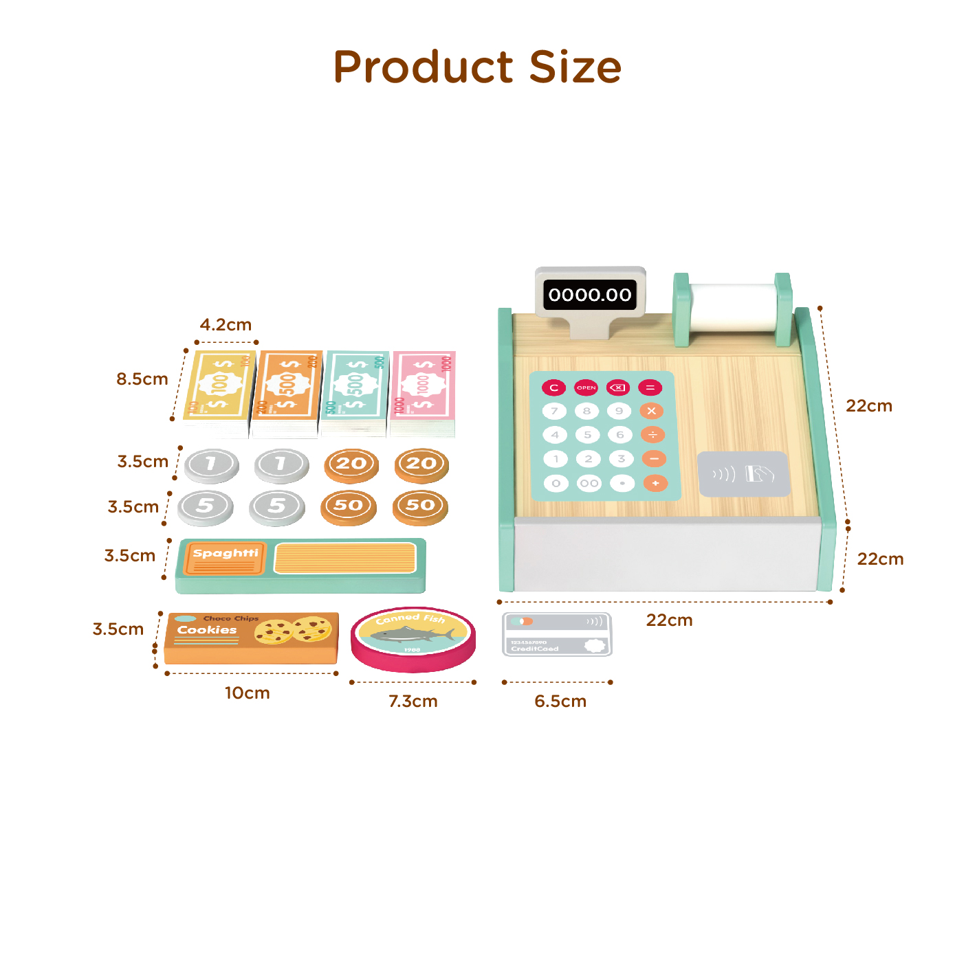 Wooden cash register set Life cognition early education Children's role-playing toys - Image 3