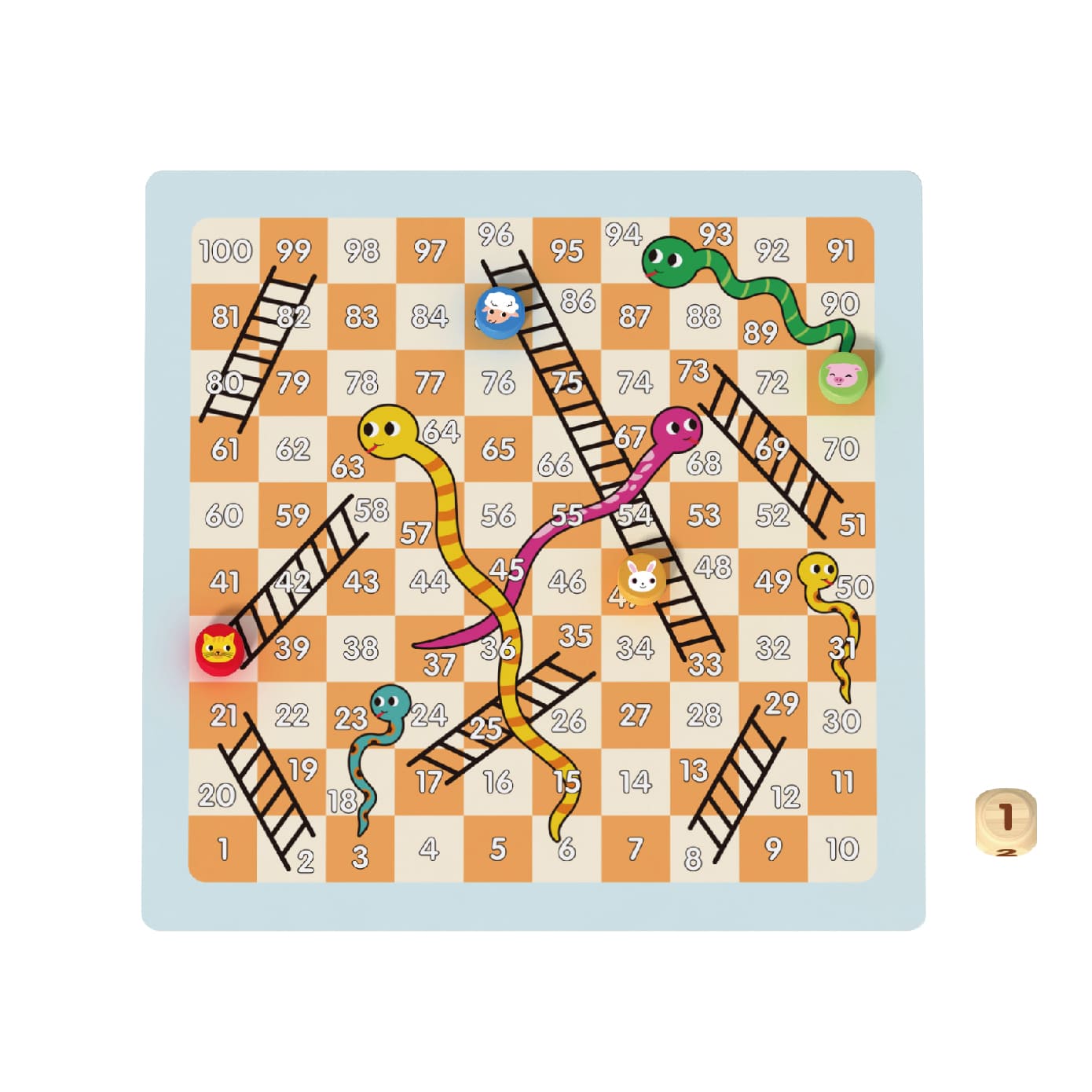 Wooden 4-in-1 multifunctional board games, flying chess, snakes and ladders, chess and animals wooden board games for kids - Image 3