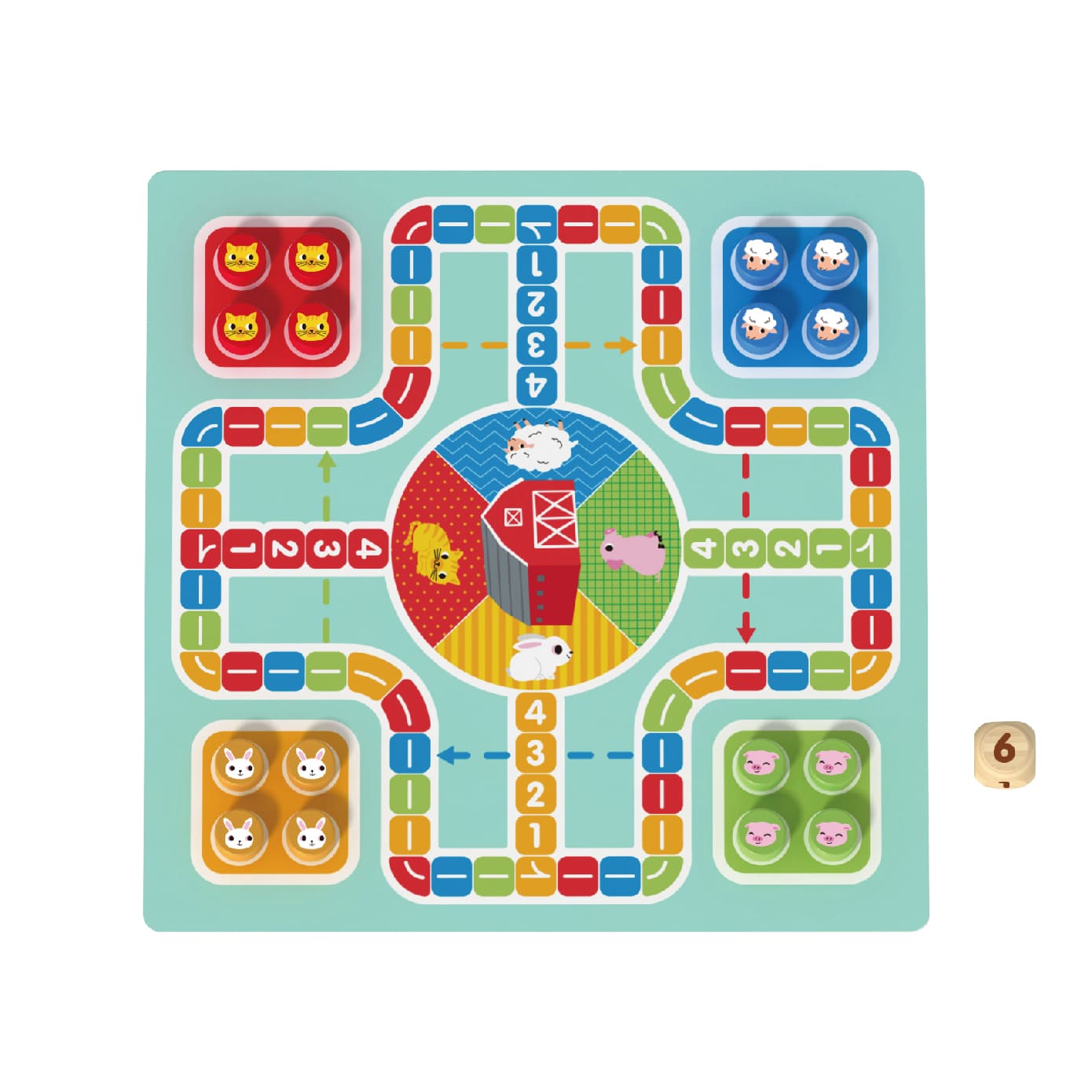 Wooden 4-in-1 multifunctional board games, flying chess, snakes and ladders, chess and animals wooden board games for kids - Image 5
