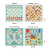 Wooden 4-in-1 multifunctional board games, flying chess, snakes and ladders, chess and animals wooden board games for kids