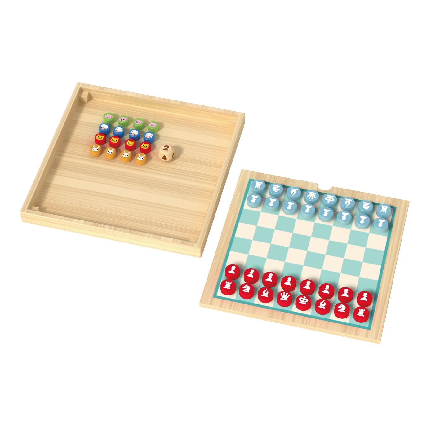 Wooden 3-in-1 Multi-Function Board Games, Flying Chess, Snakes and Ladders and Chess, Educational Toys for Kids - Image 3