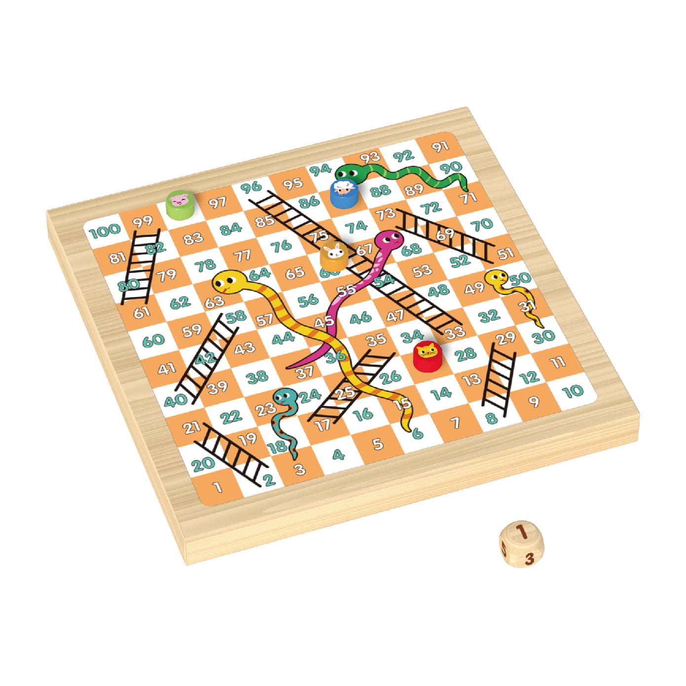 Wooden 3-in-1 Multi-Function Board Games, Flying Chess, Snakes and Ladders and Chess, Educational Toys for Kids - Image 6