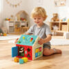 Multifunctional wooden unlocking toy creative activity cube sensory wooden shape gear busy board early education treasure box sensory toy