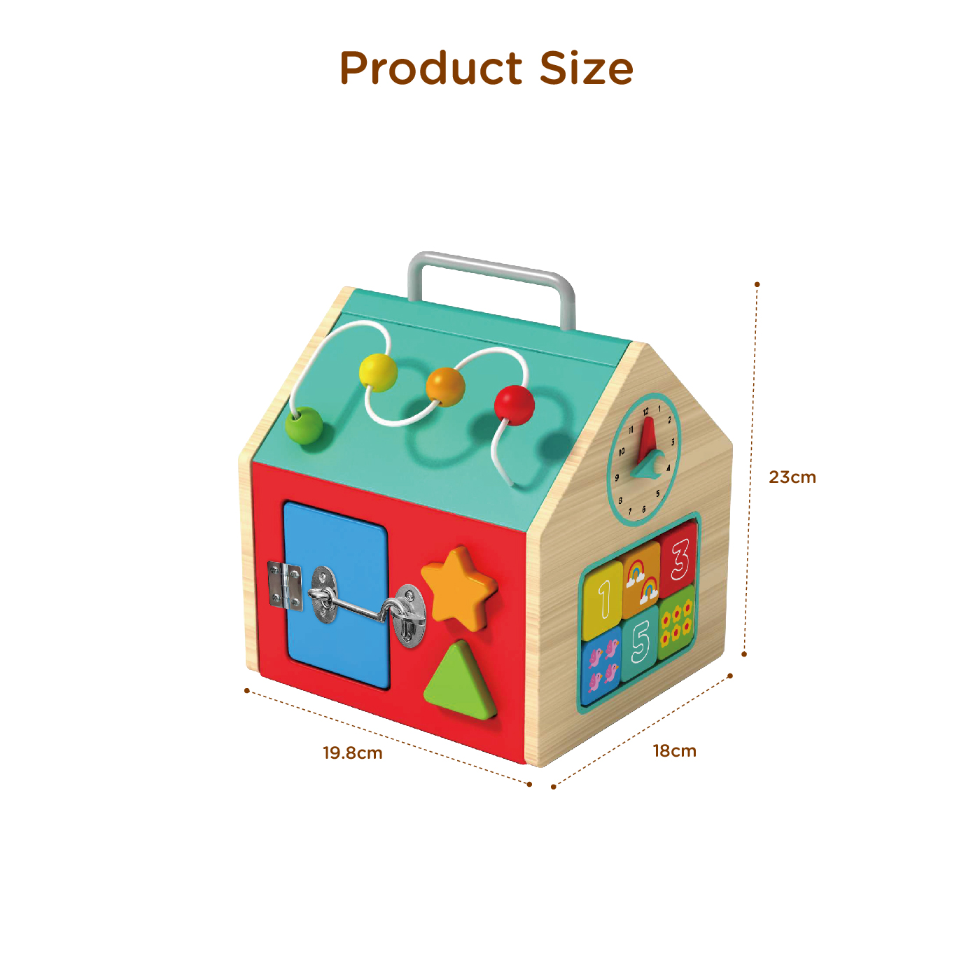 Multifunctional wooden unlocking toy creative activity cube sensory wooden shape gear busy board early education treasure box sensory toy - Image 3