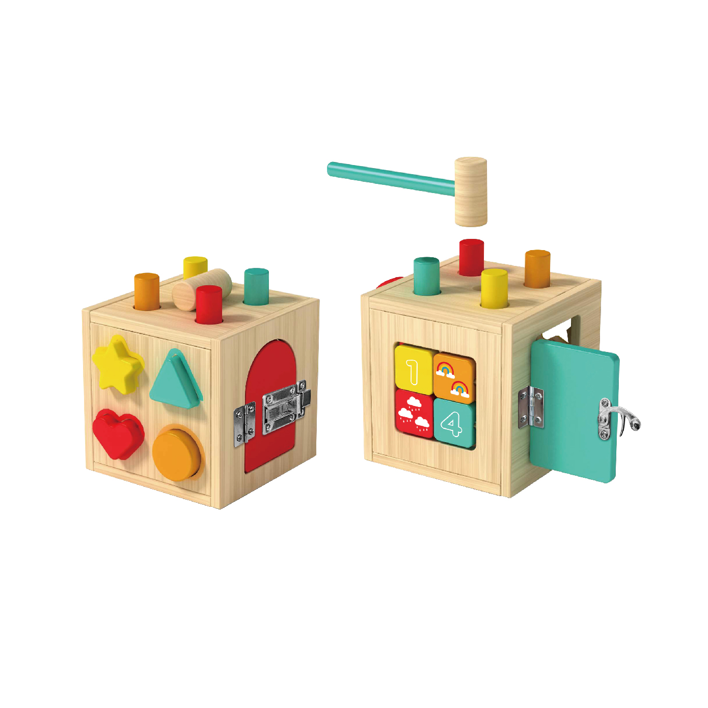 Wooden Montessori toys, children's color shape classification, educational matching, children's wooden play cube - Image 2